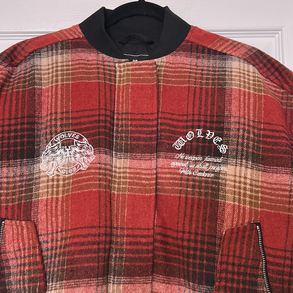 Darc Sport Red Plaid Bomber Jacket - Picture 2 of 14